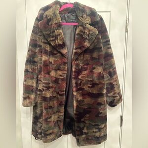 Sanctuary Camo Faux Fur coat